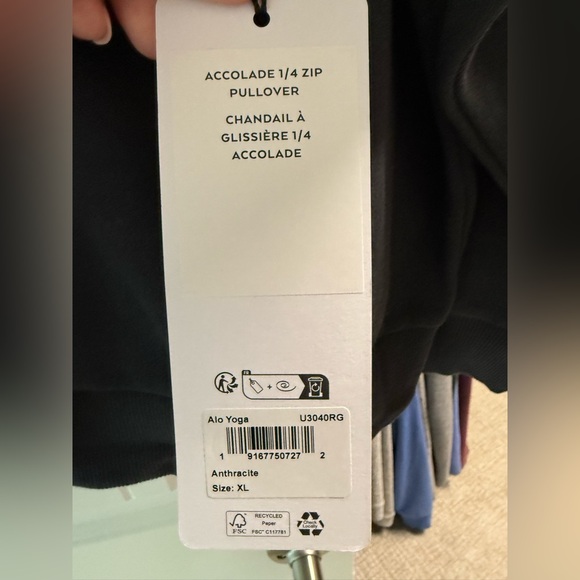 NWT! ALO Yoga Accolade 1/4 Zip Anthracite XL Pullover - Picture 5 of 11